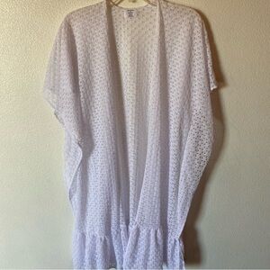 Mel rose & Market beach coverup Womens one size kimono White Lace Knit Top